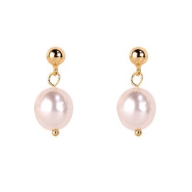 MEDISEI Dalee Ασημένια Σκουλαρίκια, Teardrop Pearl Yellow Gold Plated 05416 - 1 ζευγάρι