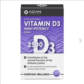 AGAN Vitamin D3 2500IU, Βιταμίνη D3, Χοληκαλσιφερόλη - 30tabs