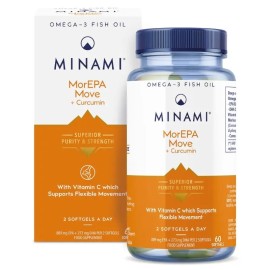 MINAMI MorEPA Move + Curcumin, Συμπλήρωμα Διατροφής με Συμπυκνωμένο Ω-3, Κουρκουμίνη, Βιταμίνη C & Χαλκό - 60caps