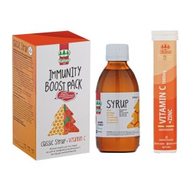 KAISER Immunity Boost Pack, Classic Syrup, Φυτικό Σιρόπι για τον Λαιμό - 200ml & Vitamin C + Zinc, Βιταμίνη C + Ψευδάργυρος - 20αναβρ. δισκ.