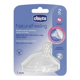 CHICCO Natural Feeling, Θηλή Σιλικόνης 2m+ Μέτριας Ροής - 2τεμ