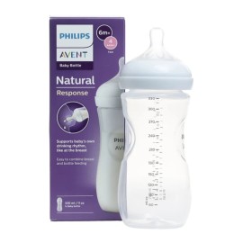 PHILIPS AVENT Natural Response 6m+, Πλαστικό Μπιμπερό με Θηλή Σιλικόνης Ροής 4, SCY906/01, 330ml -1τεμ
