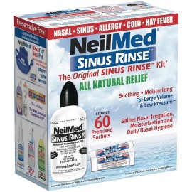 NEILMED Sinus Rinse kit, Ισοτονικό Διάλυμα Ρινικών Πλύσεων για Ενήλικες & Συσκευή - 60 φακελάκια