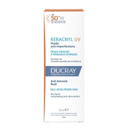 DUCRAY Keracnyl UV Fluide SPF50+, Λεπτόρρευστη Αντηλιακή Κρέμα για Δέρμα με Τάση Ακμής - 50ml