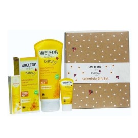 WELEDA Calendula Baby Gift Set, Κρέμα Καλέντουλας για Αλλαγή Πάνας-75ml + Travel Size -10ml  & Σαμπουάν & Αφρόλουτρο -200ml + Travel Size -20ml & ΔΩΡΟ Κρίκος Έκπληξη