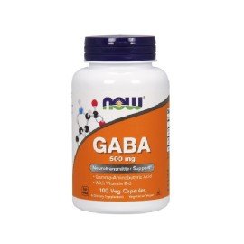 NOW FOODS GABA, Γ-Αμινοβουτυρικό Οξύ 500mg -100veg.caps