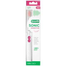 GUM Sonic Sensitive Electric Toothbrush, White Ultra Soft, 4101, Ηλεκτρική Οδοντόβουρτσα με Μπαταρία - 1τεμ