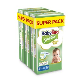 BABYLINO Sensitive Cotton Soft No4+ 10-15 Kg Super Pack, Πάνες με Απαλό Κάλυμμα με Βαμβάκι - 138τεμ (3x46)