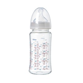 KORRES Agali Feeding Bottle, Μπιμπερό Γυάλινο με Θηλή Σιλικόνης 0m+ Αργής Ροής - 230ml