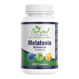 NATURAL VITAMINS Melatonin, Μελατονίνη Φυσική Βοήθεια για τον Ύπνο - 200tabs