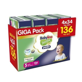 BABYLINO Giga Pack Sensitive Cotton Soft Junior Pants, Πάνες Bρακάκι Νο5 (10-16kg), (4x34τεμ) 136τεμ