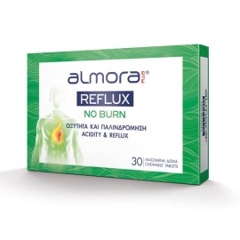 ALMORA Plus Reflux No Burn, Συμπλήρωμα Διατροφής για την Οξύτητα & την Παλινδρόμηση - 30 μασώμενα δισκία