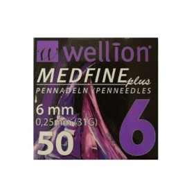 WELLION Medfine Plus 6mm 0,25mm (31G) Βελόνες Πένας Ινσουλίνης - 50τεμ