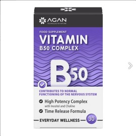 AGAN Vitamin B50 Complex, Συμπλήρωμα Διατροφής Βιταμινών του Συμπλέγματος Β - 30tabs
