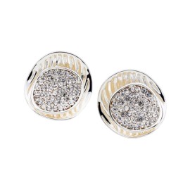 NOVITA Σκουλαρίκια Οβάλ με Ανάγλυφη Υφή και Στρας -1 ζευγάρι