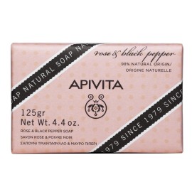 APIVITA Soap With Rose & Black Pepper, Σαπούνι με Τριαντάφυλλο & Μαύρο Πιπέρι - 125gr