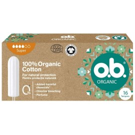 O.B. Organic Super, Ταμπόν από 100% Οργανικό Βαμβάκι για Μεγάλη Ροή - 16τεμ