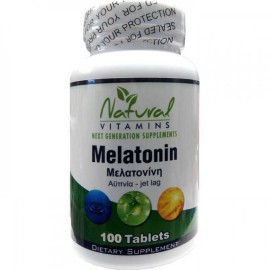 NATURAL VITAMINS Melatonin, Μελατονίνη Φυσική Βοήθεια για τον Ύπνο - 100tabs
