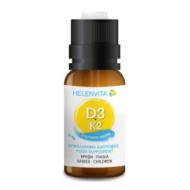 HELENVITA  Vitamin D3 & K2 Drops, Συμπλήρωμα Διατροφής Βιταμινών D3 & K2 σε Σταγόνες για Βέφη & Παιδιά - 20ml