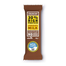 NATURALS Crunchy Milk Chocolate, Σοκολάτα Πρωτεΐνης με 30% Πρωτεΐνη, Stevia & Σοκολάτα Γάλακτος - 40gr