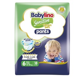 BABYLINO Sensitive Cotton Soft Pants No6 Extra Large 13-18kg, Πάνες Βρακάκι με Ελαστική Μέση - 18τεμ