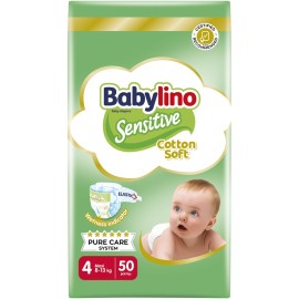 BABYLINO Sensitive Cotton Soft No4 8-13 Kg Value Pack, Πάνες με Απαλό Κάλυμμα με Βαμβάκι - 50τεμ