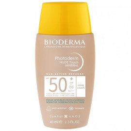 BIODERMA Photoderm NUDE Touch MINERAL SPF50+, Golden, Υψηλή Αντηλιακή Προστασία με Χρώμα για Τέλειο Ματ Αποτέλεσμα - 40ml