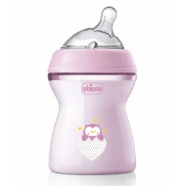 CHICCO Natural Feeling, Μπιμπερό Πλαστικό με Θηλή Σιλικόνης 2m+ Κουκουβάγια -250ml