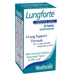 HEALTH AID Lungforte, Συμπλήρωμα Διατροφής με Φύλλα Ελιάς, Θυμάρι, Σκόρδο, Ρεσβερατρόλη & Βιταμίνες - 30tabs