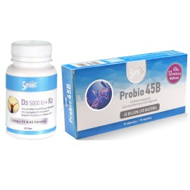 AM HEALTH Smile D3 5000IU + K2 100μg - 60caps & ΔΩΡΟ Probio 45B - 10caps