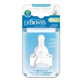 DR. BROWNS Natural Flow Options+ Silicone Teats, Θηλές Σιλικόνης για Μπιμπερό Options+ με Στενό Λαιμό, 9m+ Y- Cut - 2τεμ