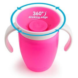 MUNCHKIN Miracle 360° Cup, Κύπελλο Εκπαιδευτικό με Λαβές, Ροζ - 207ml