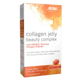 NOW FOODS Collagen Jelly Beauty Complex Sweet Orange, Συμπλήρωμα Διατροφής Κολλαγόνου σε Μορφή Ζελέ -10φακελ
