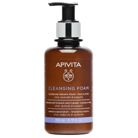 APIVITA Cleansing Foam, Αφρός Καθαρισμού Προσώπου & Ματιών με Ελιά, Λεβάντα & Πρόπολη - 200ml