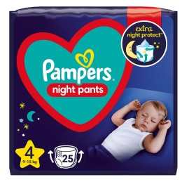 PAMPERS Night Pants No 4, 9-15kg - 25τεμ