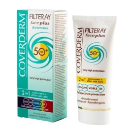 COVERDERM Filteray Face Plus SPF50, Αντιηλιακό Προσώπου & After Sun Ξηρές/Ευαίσθητες Επιδερμίδες -50ml