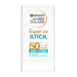 GARNIER Ambre Solaire Spf50+ Super UV Invisible Stick, Αόρατο Ενυδατικό Αντηλιακό Στικ Προσώπου Πολύ Υψηλής Προστασίας με Βούτυρο Καριτέ -18gr