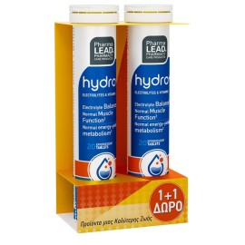 PHARMALEAD Hydro+ Συμπλήρωμα Διατροφής με Ηλεκτρολύτες & Βιταμίνες - 20αναβρ. δισκία 1&1 ΔΩΡΟ