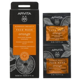 APIVITA Express Beauty Face Mask Orange, Μάσκα Προσώπου με Πορτοκάλι για Λάμψη- 2x8ml