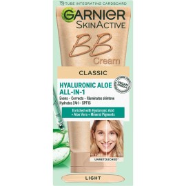 GARNIER BB Light Cream SPF15 Hyaluronic Acid, Ενυδατική Κρέμα ΒΒ για Μικτή/ Λιπαρή Ανοιχτόχρωμη Επιδερμίδα - 50ml