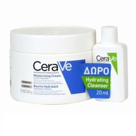 CERAVE Σετ Moisturising Cream Ενυδατική Κρέμα - 340gr & ΔΩΡΟ Hydrating Cleanser - 20ml