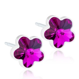 BLOMDAHL Medical Plastic Flower Fuchsia 6mm B / 194, Σκουλαρίκια από Ιατρικό Πλαστικό - 1 ζευγάρι