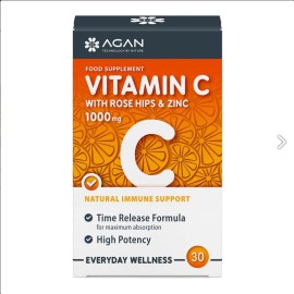 AGAN Vitamin C 1000mg With Rose Hips & Zinc, Βιταμίνη C 1000 mg Αγριοτριανταφυλλιά & Ψευδάργυρος - 30tabs