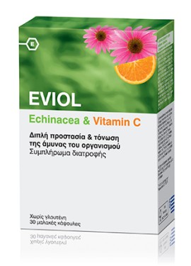 EVIOL Echinacea & Vitamin C, Συμπλήρωμα Διατροφής με Εχινάκεια & Βιταμίνη C - 30caps