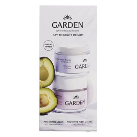 GARDEN Promo Day To Night Αντιρυτιδική Κρέμα με Υαλουρονικό Οξύ -50ml & Θρεπτική Κρέμα Νυκτός με Αβοκάντο για Πρόσωπο & Μάτια -50ml, 1σετ