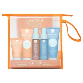 INTERMED Luxurious Sun Care Travel Kit με Αντηλιακό Σώματος SPF30 -75ml & After Sun Τζελ -75ml & Λάδι Μαυρίσματος SPF60 -50ml & Ενυδατικό Mist Προσώπου & Σώματος -50ml & Αντηλιακή Κρέμα Προσώπου SPF50 -30ml & Νεσεσέρ, 1σετ