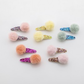 MATILDA Κλιπ Μαλλιών με Glitter & Χρωματιστή Φούντα - 2τεμ