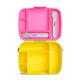 MUNCHKIN Bento Lunch Box, Φαγητοδοχείο με Κουταλοπήρουνα, Κίτρινο- Ροζ