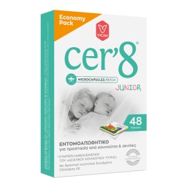 VICAN Cer8 Junior Microcapsules Patch, Παιδικά Αντικουνουπικά Αυτοκόλλητα με Μικροκάψουλες, Economy Pack - 48pcs