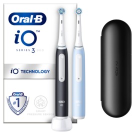 ORAL-B iO Series 3 Duo Edition, Hλεκτρικές Οδοντόβουρτσες Matt Black & Ice Blue -2τεμ, 1σετ